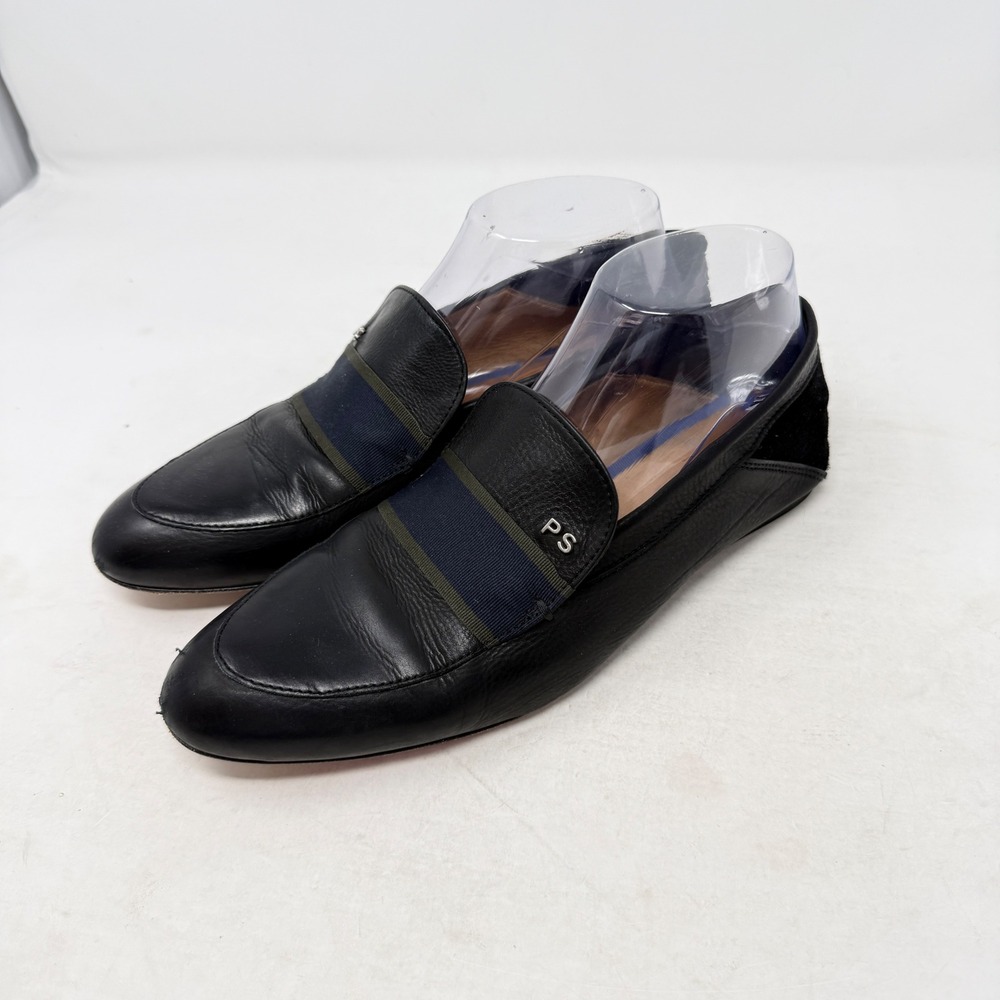 Paul Smith Loafers Black Size 39 Leather Stripe PS Logo Slip On Flats Portugal